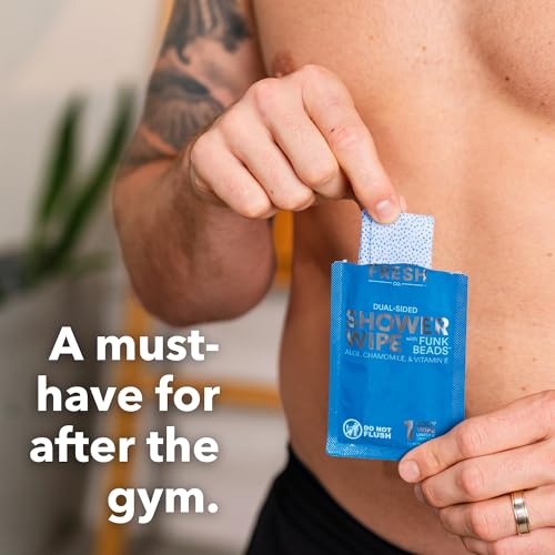 Super Fresh FunkBlock Shower Wipes - Large Body Wipes for Hygiene, Camping Wipes, Gym & Travel. No Rinse Bathing Wipes with Aloe & Vitamin E. Unscented. Bag of (10) Individually Wrapped Wipes - Image 6