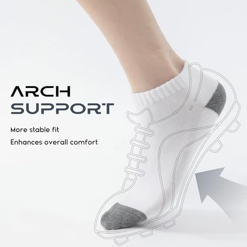6 Pairs Low Cut Running Socks, Cushioned Athletic Socks with Arch Support, Reinforced Head & Heel for Durability3