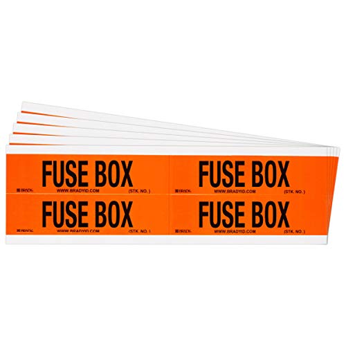 Fuse Box Labels 1.125 in H X 4.125 in W Black On Orange 5/Pk