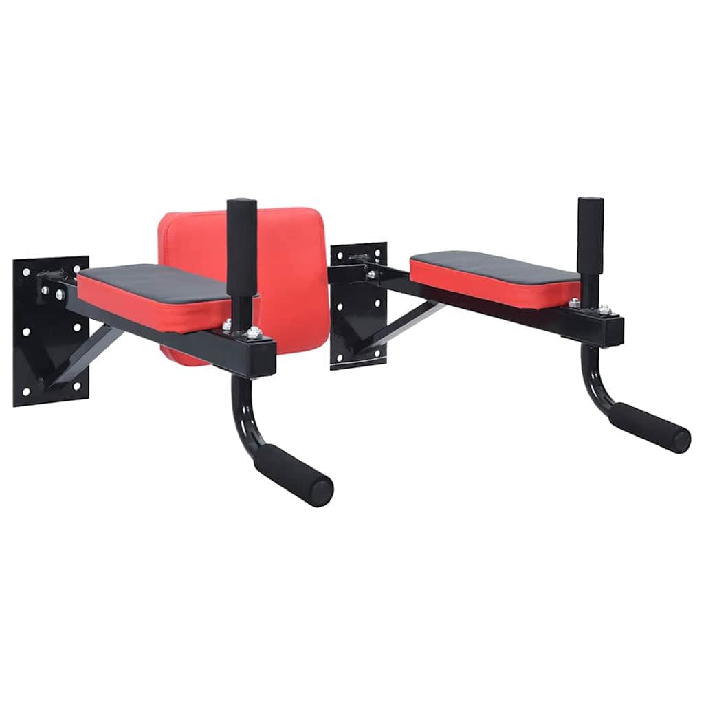 VidaXL Stazione per dips Nero e Rosso 72,5 x 70 x 31 cm, Palestra a Casa, Torre di Forza Moderna, Stazione d'Esercizio Compatta, Attrezzo Fitness Indoor per Calisthenics