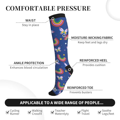 Image of Compression Socks for Women Men Circulation Graduated Supports Socks for Running Travel Nurse Athletic Sports