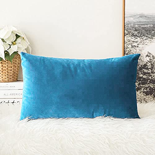 Image of Khooti Velvet Cushion Cover Pack of 1-18 inch x 24 inch / 46 x 61 cm - Sea Blue - Soft Pillow Covers Cushion Case for Sofa Bedroom Livingroom Chair Car, Cushion Cover