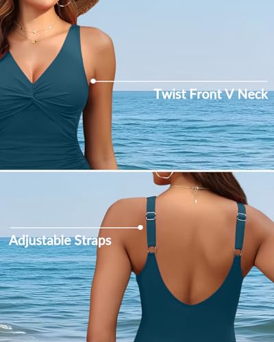 Image of Holipick Women Tummy Control One Piece Swimsuit - Push Up Bathing Suit Full Coverage Slimming Swimwear