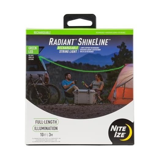 Nite Ize Radiant Rechargeable ShineLine, Cordless String Light for Camping, Van Life, Home or Bike, Indoor/Outdoor Rope Light, Lime/Green LED