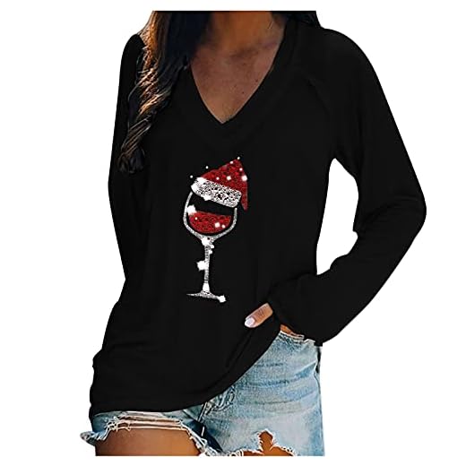 2022 Sudadera Cuello Redondo para Mujer Navidad Moda Manga Larga Jersey Casual Alce impresión navideño Suéter Fiesta Otoño Invierno Camiseta Suelto Tops Tumblr Xmas Suéter Blusa Christmas