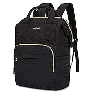 BAGSMART Laptop Backpack for Women Book Bag Cute Work Backpacks for Womens Commute Travel College Backpacks Gifts for Teacher Nurse, fits 15.6 Inch laptop Black