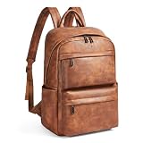 tiamyi Sac à dos en cuir pour ordinateur portable pour femme, grand sac à dos tendance avec compartiment pour ordinateur portable pour le travail, les voyages, l'université, 1 1 Marron, Large