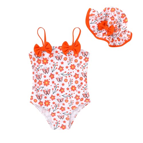 Image of YOUNGER TREE Toddler Baby Girl Swimsuit Infant One Piece Bathing Suits with Hat Newborn Summer Beach Swimwear
