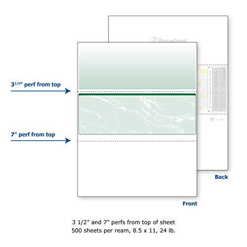 Docugard Green Marble Middle Check, 8.5 X 11 Inches, 24 Lb, 500 Sheets, 1 Check Per Sheet (04510) #TOP2