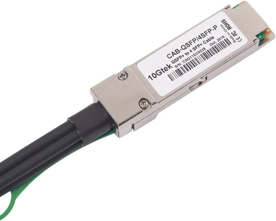 Image of 10Gtek 40G QSFP+ to 4xSFP+ Breakout DAC - 40GBASE-CR4 Passive Direct Attach Copper Twinax QSFP to SFP Cable for Juniper QFX-QSFP-DACBO-5M Devices, 5-Meter(6.5ft)