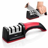 Afiador Amolador de Facas 3 em 1 Profissional Manual Aço Cabo Ergonômico Base Antiderrapante Uso Diário Corte Rápido e Preciso Premium