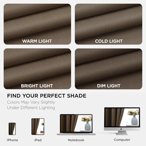 Image of Joydeco Blackout Curtains 54 Inch Length 2 Panels Set, Thermal Insulated Long Curtains& Drapes 2 Burg, Room Darkening Grommet Drapes for Living Room Bedroom Window (W52 x L54 Inch, Khaki)
