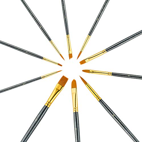 Paint Brush Set, 10Pcs Paint Brushes For Acrylic Painting, Water Color Paintbrushes For Kids, Easter Egg Painting Brush, Halloween Face Paint Brush, Round Pointed Tip Detail Small Brush -Galaxy Black #TOP6