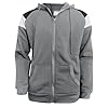 Mens Hoodies Zip Up Hoodie Patchwork Fleece Jacket Winter Warm Hooded Sweatshirt (Grey, XXL) #2