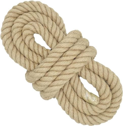 10 mm * 10 m Corde de Jute, Corde de balançoire à 4 brins, Corde de tir à la Corde, Corde en Toile de Jute pour travaux manuels, Jardinage, hamac,...