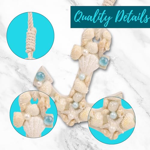 Needzo Christmas Seaglass Anchor Ornament, Nautical Tree Decor, Beach Themed Holiday Accessory, 7 Inches - Image 5