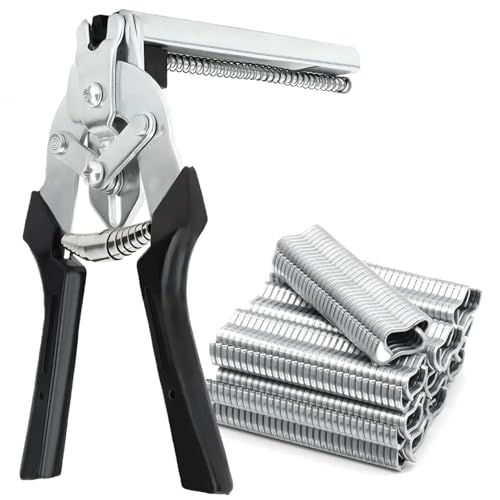 Linxor - Pince à agrafes rapides pour grillage, clôture + 1200 agrafes - Gris