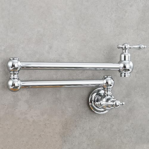 Robinet de cuisine mural escamotable en chrome pour optimiser l'espace de cuisson