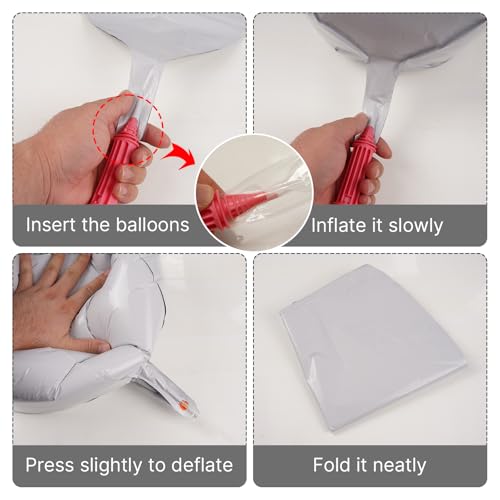 Image of PartyWoo White Foil Balloons 6pcs Large Round Giant Jumbo 4D Balloons