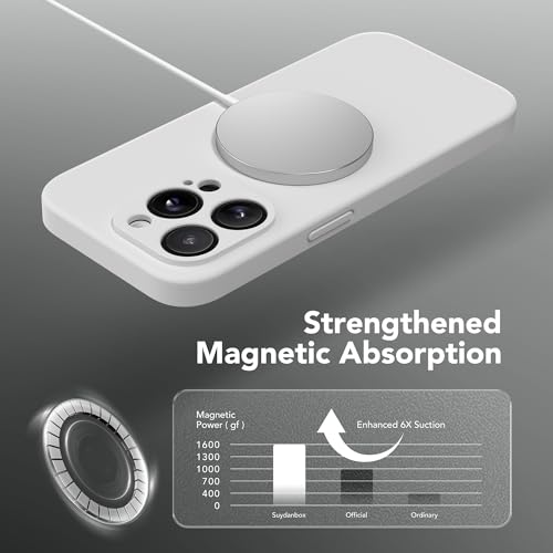 Image of Magnetic for iPhone 13 Pro Max Case, Compatible with MagSafe, [Full Camera Protection][Screen Protector] Silicone Shockproof Protective Phone Case for iPhone 13 Pro Max 6.7 inch, White