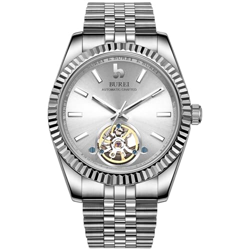 Image of BUREI Men's Classic Luxury Watch Stainless Steel Waterproof Machine Watch Fashion Double Watches Date Sapphire Crystal