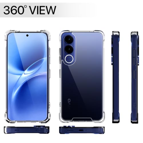 Image of Outlouders Back Cover for Vivo V70 FE 5G Clear Transparent PC + TPU Bumper Case with Raised Edges for Shockproof Protection (Transparent)