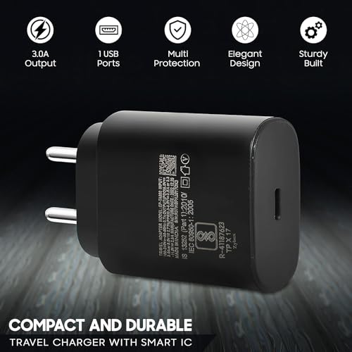 Image of Original 25W USB-C Wall Charger - Compatible with Samsung Galaxy A05, Z Fold4, S21 FE, Tab A9+ |Power Adapter Only | Cable Not Included | (Black)