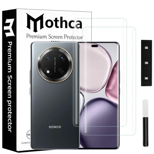 Image of Mothca Curved UV Tempered Glass Screen Protector for Honor X9C | Transparent | Pack of 2 | Borderless Full Screen Coverage with UV Installation Kit