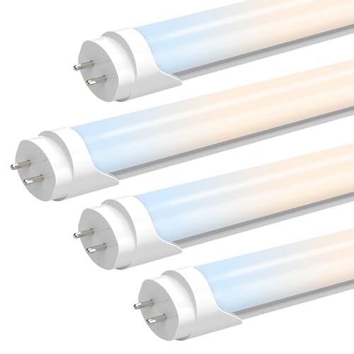 T8 LED Bulbs 4 Foot, LED Tube Lights 4ft Type A+B, 24W, 3200LM, 6 CCT(3000K-6500K) Plug and Play or Ballast Bypass, Fluorescent Light Bulb 48 Inch T10 T12 Tube Replacement, Dual-Ended, Frosted, 4 Pack