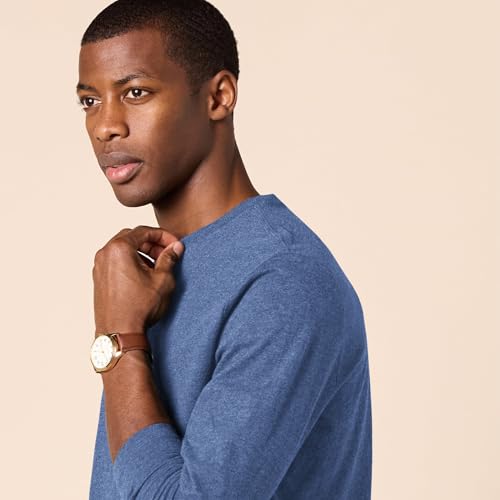 Amazon Essentials Camiseta de Manga Larga y Ajuste Entallado Hombre, Azul Mezcla, S