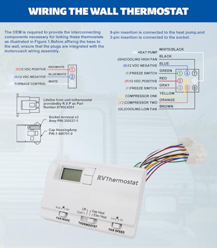 Image of USTAR Upgraded RV 6536A3351 Digital Thermostat Compatible with Coleman Mach, Wall-Mounted, White, Two-Stage Digital Thermostat Fit for Heat Pump & Gas Furnace