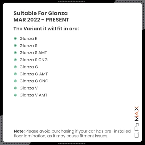Image of Q Po Glanza (MAX) Jun 2019 - Present ECO TPE Car Floor Mat | Anti Slip All Weather Mats for Glanza (Black)