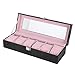 Watch Organizer, 6-Slot PU Leder Uhr Schmuck Exquisites Design Nobel Aufbewahrungskiste mit Glasplatte, Rechteckig Groß Weiches Samtfutter Vitrine mit Schnalle für Männer Frauen Geburtstag Geschenk