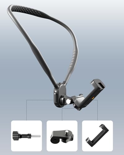 ネックレス式マウント スマホネックPOVマウント 【2025 多角度調整可 手ぶら 撮影 ネックホルダー アクションカメラ、iPhone、スマートフォン Vlog バイク 旅行 登山 徒歩 釣り用 首掛け 携帯電話 GoPro 撮影用 アクションカメラマウント