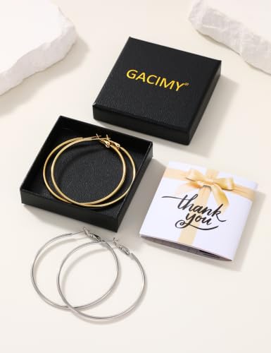 Image of Gacimy Gold Hoop Earrings for Women, 14K Gold Plated Thin Hoops