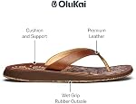 OLUKAI Paniolo Women's Premium Leather Sandals, Versatile & Unique Flip-Flop Slides, All-Day Comfort & Style