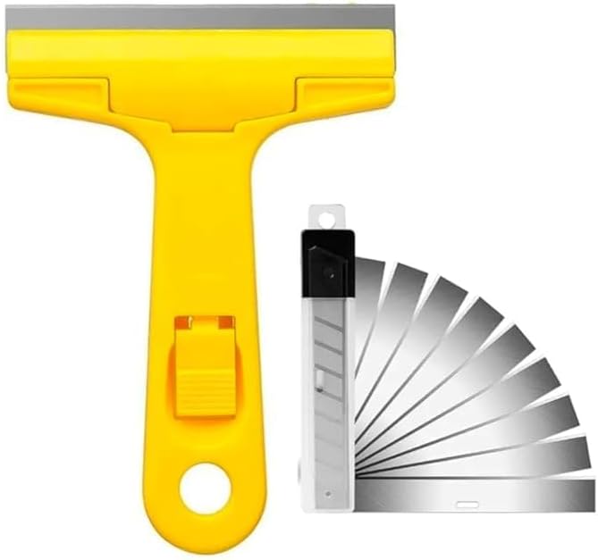 Cyrox Razor Scraper Remover for Cleaning Paint, Caulk, Adhesive, Label, Decal, Sticker from Window, Glass, Tile, Floor, Stove Top Floor Tile Grout Remover mirror Glass Window Cleaning (1Pcs)(Small)