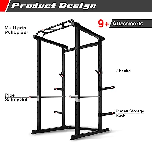 Ritfit Pc-410 Power Cage, 1000Lb Capacity Power Rack Full Home Gym For Weightlifting, Come With J-Cups, Plate Holders And Other Attachments (Basic Version)-Black #TOP7