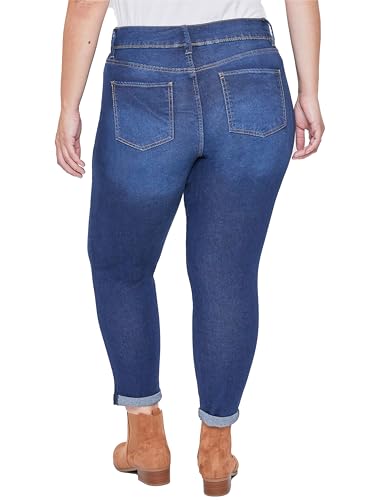 Royalty For Me Womens Women's Plus Size Essential High Rise Roll Cuff Ankle Jeans3