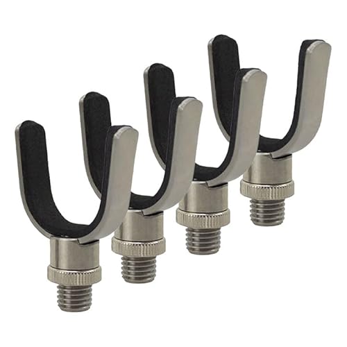 Hirisi Tackle Karpfenangelrutenauflage, Edelstahl, 4 Stück, U-förmiger Kopf, Silber, Angelzubehör, Rutenhalter, Rutenauflagengreifer, Angelrutenauflage