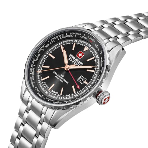 Image of Swiss Military Hanowa SMWGH0003203 - Swiss Made Round Black Watch for Men