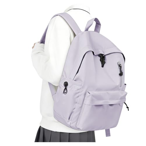 winspansy School Backpack School Bags for Girls Boys Kids Women Rucksack Waterproof Lightweight Simple Cute Casual Daypack 14 Inch Laptop Backpack for College Work - Purple