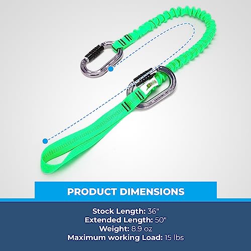 RNA Cordão de motosserra Double Raider com mosquetões - Cabo elástico embutido verde neon resistente