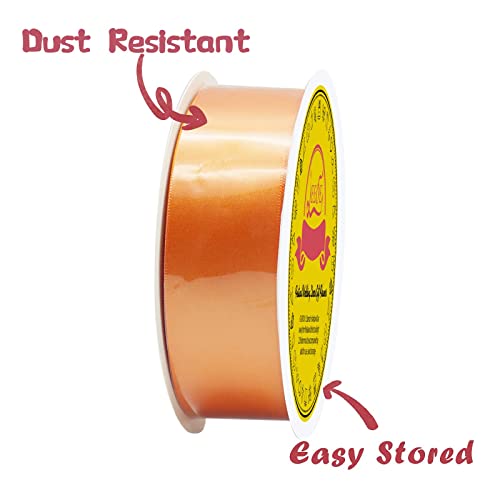 Image of Double Face Autumn Orange Satin Ribbon 1-1 /2 inch X 50 Yards Polyester Autumn Orange Ribbon for Gift Wrapping Very Suitable for Weddings Party Invitation Decorations and More