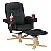 Produktbild FineBuy Relax Duo Schwarz Fernsehsessel mit Getränkehalter | TV Sessel ohne Motor drehbar mit Hocker | Relaxsessel Beige aus Kunstleder Armlehnen | Stuhl Fernbedienungshalter | Sessel Handyhalter
