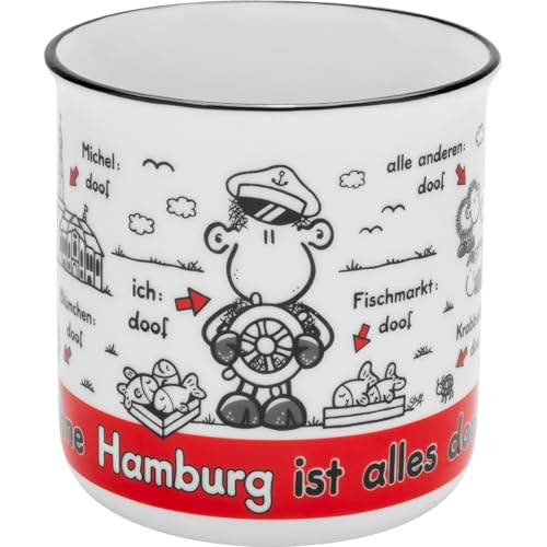 Sheepworld Tasse mit Spruch Ohne Hamburg ist alles doof | Kaffeetasse New Bone Porzellan 35 cl | Geschenk Freunde lustiges Geschenk | 61447