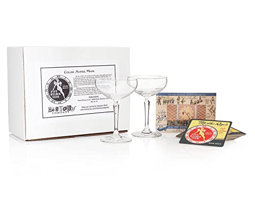 HISTORY COMPANY Miami Beach Five O’Clock Club – Art Deco Cocktail Coupe, 1950s-Inspired 2-Piece Set (Gift Box Collection)