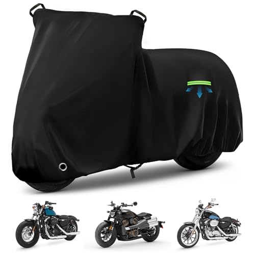 Image of Motorcycle Cover Waterproof for Nightster /Nightster Special /Sportster S /Sporster 883 /SuperLow, Heavy Duty Sun UV Rain Dust All Weather Protection Motorbike Cover with Soft Cotton Lining & Lock Hole
