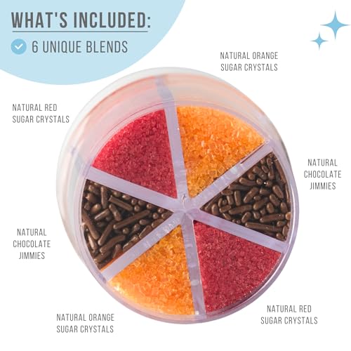 Image of Sweets Indeed Sprinkles 6 Cell Edible Sprinkle Mix Jimmies Perfect for Cake Decorations Baking Ice Cream Cookies Cupcake Topper (Fall)