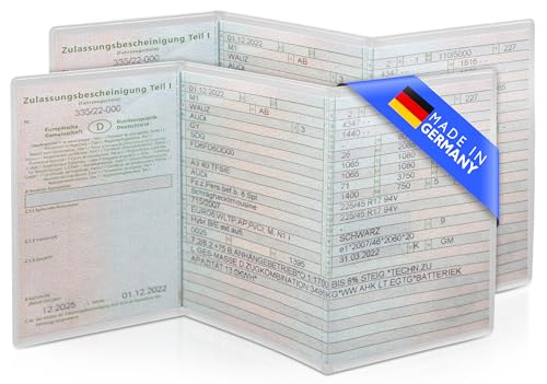2er Set Fahrzeugschein Hülle für KFZ Schein | 3-teilige transparente und passgenaue Hülle für Fahrzeugschein | Fahrzeugschein Mappe | Führerschein Hülle | Hülle Fahrzeugschein | Made in Germany